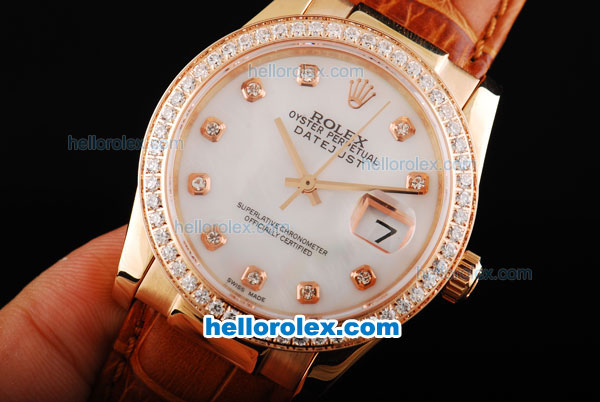 Rolex Datejust Automatic Movement ETA Coating Case with Diamond Markers-Diamond Bezel - Click Image to Close